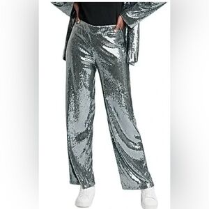 a new day Silver Sequin Wide Leg Dress Pants sz 12